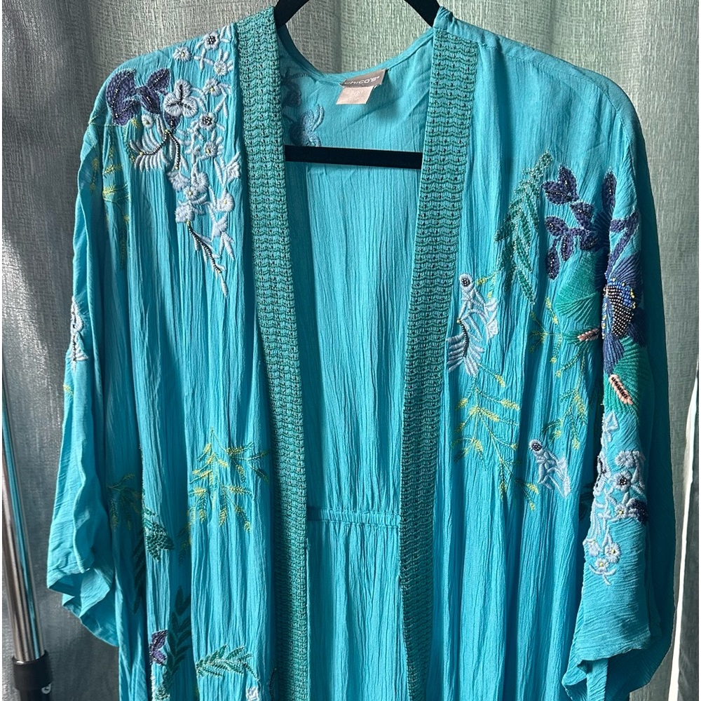 Chico’s boho beaded embroidered kimono